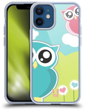 Head Case Designs Gufo Amore Blu Rosa Kawaii Serie 1 Custodia in Gel [Protezione di Grado Militare] Compatibile con Apple iPhone 12 Mini E Compatibile con MagSafe