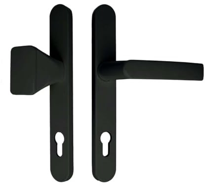 Premium Drückergarnitur Breva - Schildbreite 35mm, Farbe:Schwarz RAL 9005, Griffart:Griff-Knauf