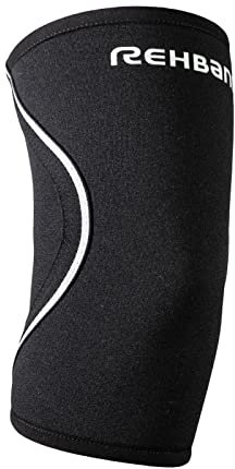Rehband Ellenbogenbandage Sport & Alltag - 3mm SBR/Neopren Bandage Ellenbogen rutschfest, stabilisierende Armbandage Ellenbogen mit Kompression Damen & Herren, Farbe:Schwarz, Größe:L
