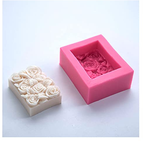 DawnDream Seifenform 1 STÜCK Rechteck Blüte Rose Blume Silikonformen Hochzeit Geburtstag Party Seife Aroma Handwerk Geschenke Mold Kuchen Fondant Dekore Seifenformen silikon (Color : A)