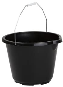 JMS we create smile 12 Litre Black General Purpose Bucket with Metal Handles, Builders Bucket Made in UK | Water Mixing Storage with Handle for Indoor and Outdoor Use