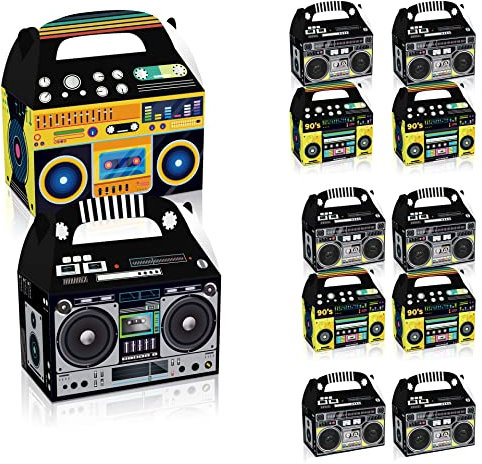 WANGCL 12 Pezzi 80s Party Bomboniere Scatole Retro Radio Decorazioni da Tavolo Centrotavola per 1980s Tema Hip Hop Musica Festa di Compleanno Forniture