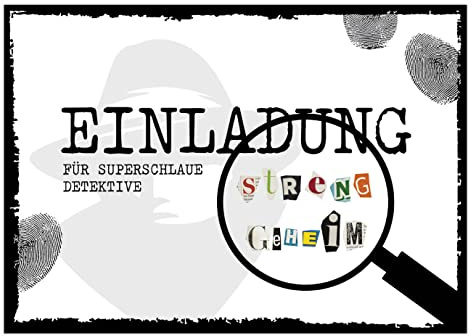 CALLUNA® – 12 Einladungskarten zum Detektiv-Kindergeburtstag mit 12 Detektivausweisen – Spannende Einladungen zur Geburtstagsfeier – Geburtstagseinladungen – Partyeinladungen – Kinderdetektive