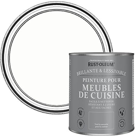 Rust-Oleum White Kitchen Cupboard Paint in Gloss Finish - Chalk White 750ml
