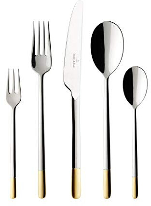 Villeroy & Boch Sie mit Gold Besteck, 5 Stück, für 1 Person
