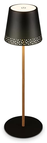 BRILONER - LED Tischlampe kabellos mit Touch, dimmbar in Stufen, höhenverstellbar, Nachttischlampe, Leselampe, LED Lampe, Campinglampe, Tischleuchte, Akkulampe, Outdoorlampe, 38x12 cm, Schwarz