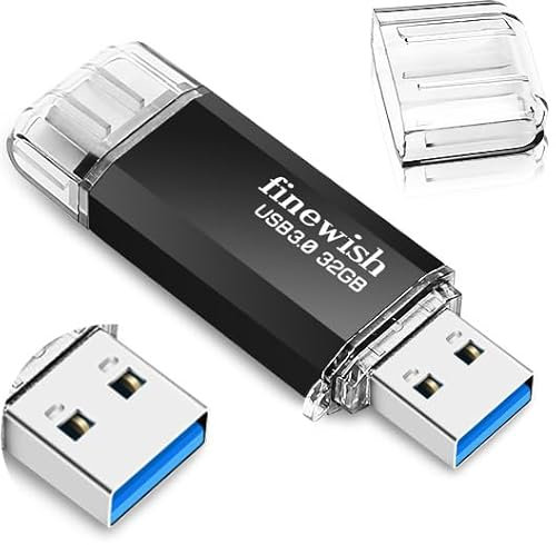 Chiavetta USB C 32GB Pendrive OTG Memory Stick Tipo C 2 in 1 Flash Drive USB 3.0 - Velocità di Lettura Fino a 40MB/s, Memoria USB per PC, Laptop, Computer, Auto, TV (Nero)