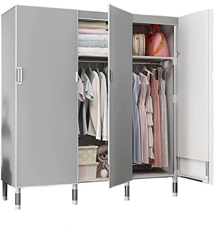 Kleiderschrank Stoffschrank, Faltschrank mit Kleiderstange und Ablagen, Faltbare Garderobe für Schlafzimmer, Ankleidezimmer,C-125x50x172cm