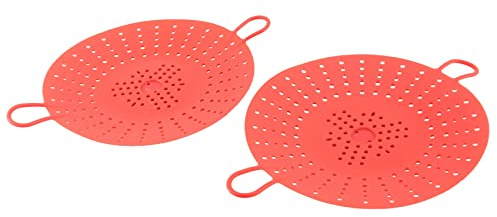 Giilayky 2 Stück Silikon-Dampfgarer, Gemüse-Dampfkorb-Einsatz für Schnellkochtöpfe, mikrowellengeeignet, Multikocher, rot
