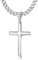 Chriscoco 925 Sterling Silver Cross Pendant Necklace for Men Women 5mm Stainless Steel Diamond-Cut Durable Cuban Link Chain Crucifix Necklace Polished Beveled Edge Cross Chain Necklace Jewelry 46CM