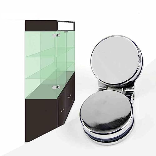 KASHBSAB Glasscharniere für Duschtüren, 180 Grad, robuste Schrankscharniere, Glas zu Glas, rahmenlos, Glastüren, 6–10 mm, 2 Stück, Silber, Glänzend
