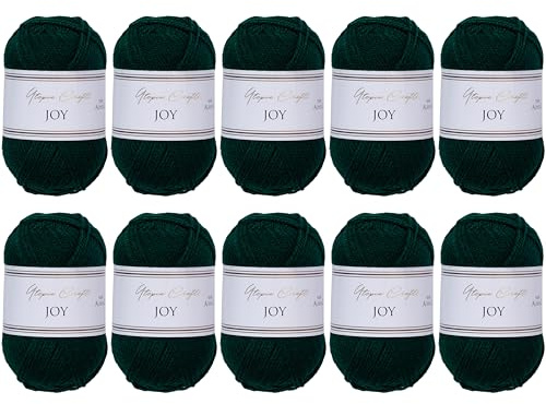 Utopia Crafts JOY Uni Strick- und Häkelgarn, Weich, Pflegeleicht, 100% Polyacryl, 10x 50 g Knäuel, 150m (Gordons Grün)