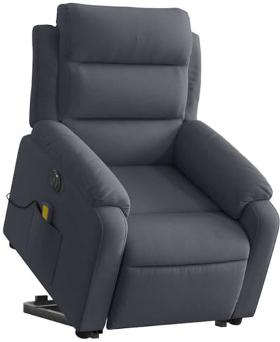 vidaXL Massagesessel, Sessel mit Aufstehhilfe Elektrisch, Relaxsessel mit Liegefunktion Vibrationsfunktion, Fernsehsessel Liegesessel Aufstehsessel, Dunkelgrau Samt