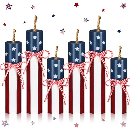 Tradder 6 Pcs Patriotic Tiered Tray Decor 4th of July Wood Firework Decor Memorial Day Wood Signs July 4th Centerpieces 250th Anniversary Independence Day Red White Blue Table Tiered Tray