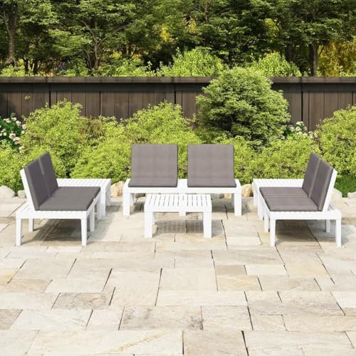 DYRJDJWIDHW Outdoor Kissen,gartenliege wetterfest,paletten,6-TLG. Garten-Lounge-Set mit Auflagen Kunststoff WeißGeeignet für Garten, Swimmingpool, Wohnzimmer, Terrasse