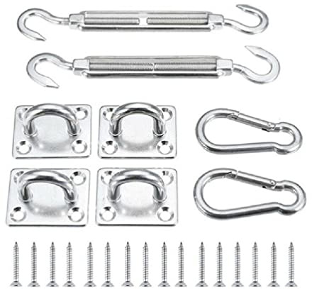 Stainless Sun Shade Sail Canopy Fitting for Rectangle Sun Shade Sail Installation Outdoors Patio Awning Attachment Set Sun Shade sail Hardware kit Rectangle Heavy Duty Stainless Steel (5mm)