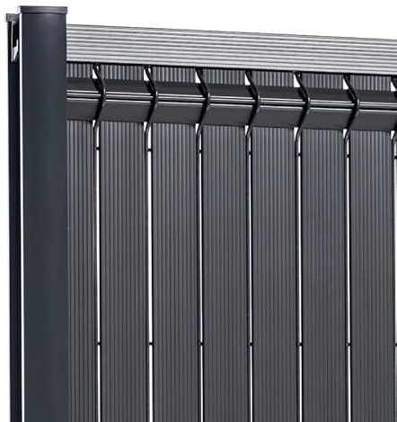 KIT OCCULTANT CLOFENCE LATTE PVC POUR PANNEAU DE GRILLAGE RIGIDE MAILLE 55 BRISE VUE BRISE VENT 2M50 X H 1M53 GRIS