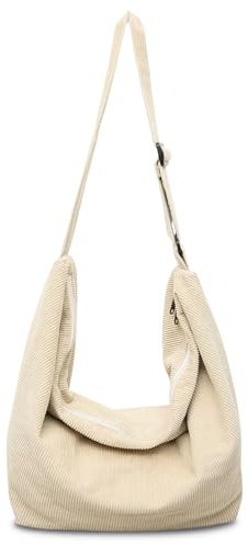 BOZIEE Unisex manchesterväska, axelväska, stor damaxelväska, shoppingväska, trapetsmode, tygväska, bärväska, för vardag/kontor/skola/resor, Beige