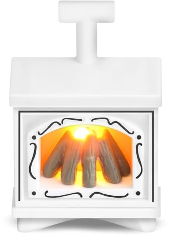 Cheminée Miniature, Cheminée Maison de Poupée LED, Accessoires de Lutin Miniatures pour Maison de Poupée, Meubles Maison de Poupée, Accessoires Miniature Noel, Décoration de Maison de Poupée Noel