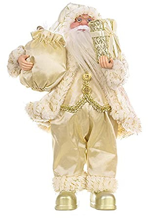 KENANLAN 30cm Christmas Santa Claus Dolls Standing Santa Claus Figurine Xmas Santa Figure Decor Christmas Socks Stuffers for Holiday Party Home Decoration (gold)