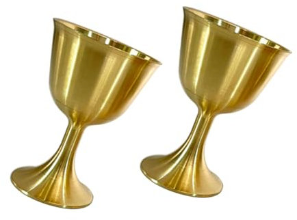 PRETYZOOM Copa de Templo de Latón Dorado, Juego de 2 Unidades