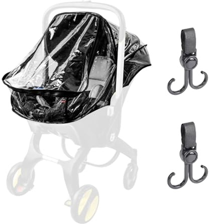 1 Barnvagn Regnskydd Och 2 Svängbara Krokar, Transparent Pvc Barnvagn Dammskydd, Barnvagnstillbehör, Vindtätt Barnvagnsskydd