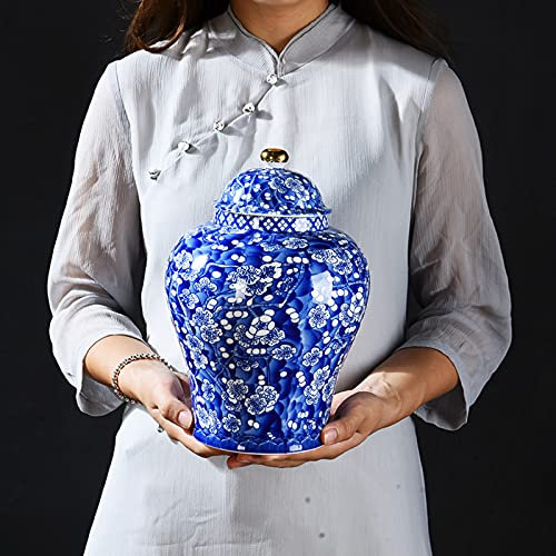SnamicE Vase décoratif en Pot de Gingembre en céramique de Style Chinois Vase en céramique Vase en Pot de Gingembre Floral Ancien Vase en Pot de Gingembre en Porcelaine Vase-,B-H26*w18cm
