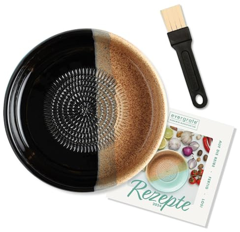 evergrate Keramikreibe Dipschale im Motiv Desert mit Küchenpinsel und Rezeptheft