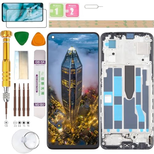 Gadget Troops Conjunto de pantalla LCD (sin huellas dactilares) para OPPO Find X5 Lite CPH2371 Kit de repuesto de pantalla