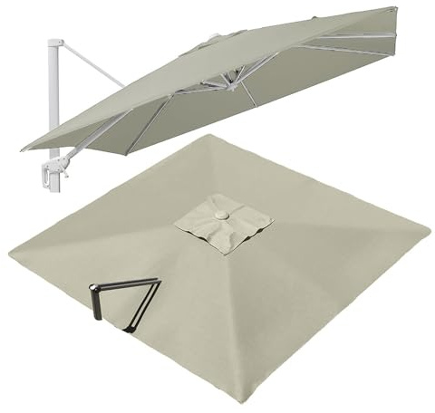 VLKLPZAHAK Parapluie de Jardin Rectangulaire Toile de Rechange 300x400cm Auvent de Remplacement pour 8 Baleines Parasol, Tissu de Remplacement pour Parapluie de Table (Gris Clair, 4x3m (13x9.8ft))