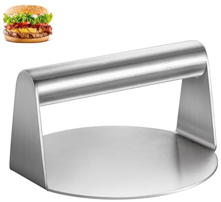 miaomiao Burger Smasher, Smash Burgerpresse, 14 cm Round 14cm Round Stainless Steel Hamburgerpresse, Patty Press, Burger Pattie Press for Flat Top Grill Accessories, Burger Patties, Steak Press