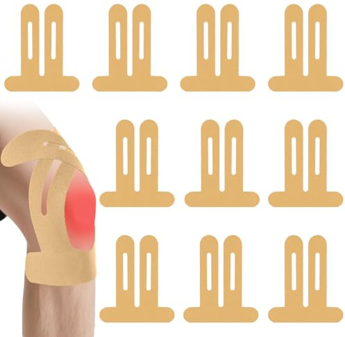 10 Stück PreCut Kinesiotapes Knie, Kinesiologisches Band, Wasserfestes & Elastisches Vorgeschnittenes Muskeltape, Kinesiologie Tape, Physio Tape, Kinesiotape für Knieschmerzlinderung(Hautfarbe)