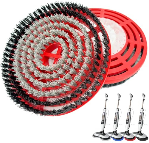 Steam Cleaner Mop Replacement Brush Heads for Shark steam and Scrub mop S7000 S7201 S7005 S7020 S7001C S7000AMZ S8001, Upgraded Scrubbing & Polishing Pads for Deep Cleaning Hard Floors, Red & Black