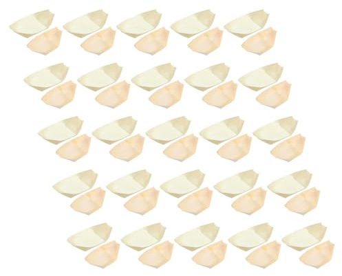 HIAKDOFT Platos Desechables de Madera para Sushi 200 Unidades 85X6 CM y 14X8 CM Barquitos de Pino para Servir Aperitivos Postres y Catering Bandejas Ecológicas para Comida y Eventos