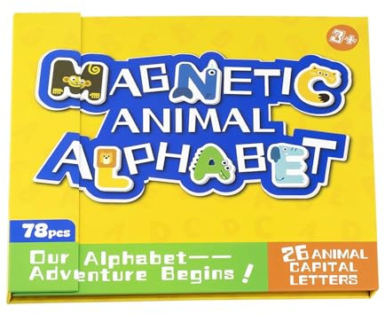 Magnetisches Alphabet-Buchstaben-Set, Tiermotive, Lernspielmaterial, sichere Qualität, kreative Flash-Karten, Kühlschrankmagnete, frühes Lernen | für die