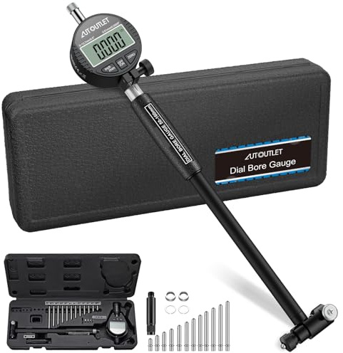 AUTOUTLET Digitales Bohrungsmessgerät Set 50–160mm, mit 12 Sonden & ABS-Box | 0,01mm Genauigkeit, MM/Zoll Anzeige, Robustes Aluminiumlegierung Innenmessgerät bis 150mm Tiefe, Zur Formabweichungsprüfung