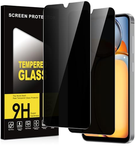 Micnkifo Protector Pantalla Privacidad para Xiaomi Redmi 13C 2 Piezas,Anti Espía Cristal Templado,Anti-Espía Vidrio Película,9H Dureza,Anti-Arañazo,Sin Burbujas,Privacy Screen Protector