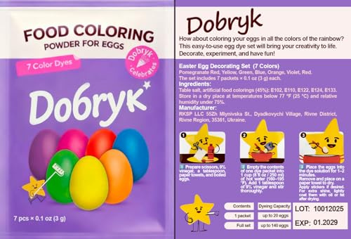Easter Egg Decorating Kit for Adults – 7 Color Egg Dye Powder Set with Stickers – Decorative Egg Coloring Kit for DIY Easter Crafts