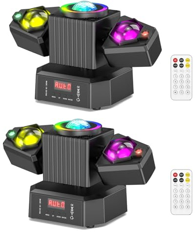 Osusuent Cabeza Móvil LED 65W con Control Remoto,Mini Moving Head Efectos de Luz 4 en 1 RGBW Luz de Fiesta Luces Discoteca DMX Iluminación de Escenario para Bar DJ Disco Bodas Club Cumpleaños,2 PCS