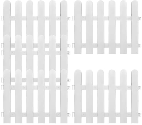 Weißer Gartenzaun, 5 Stück, weißer Lattenzaun, Elegante Latteneinsätze aus Kunststoff, Hecke, dekorative schützende Rasenkante für Garten, Landschaftsbau, Bauernhöfe, 50 x 40 cm für drinnen und drauß