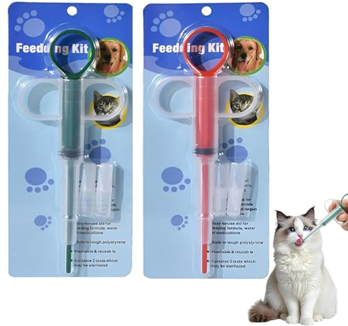 GHPKOTW 2 Stück Tier-Medikamentenspender, Professionelle Tabletten Spritze, Praktische Eingabehilfe für Katzen und Hunde, Pillen Applikator für Medizin und Nahrungsergänzungsmittel