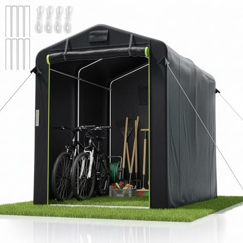 Juskys® Fahrradgarage S - 3,6 m³ Gerätezelt mit Fenster & Tür, 180x120x165 cm, wasserfeste Plane & Metallrahmenkonstruktion, Schutz im Außenbereich
