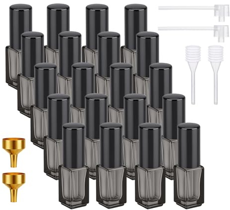 Segbeauty Atomizzatore Profumo, 20 Pezzi 3ml Vaporizzatore Profumo da Viaggio, Bottiglia Spray in Vetro Portatile, per Party, Vita Quotidiana, Festa, Data (Nero)