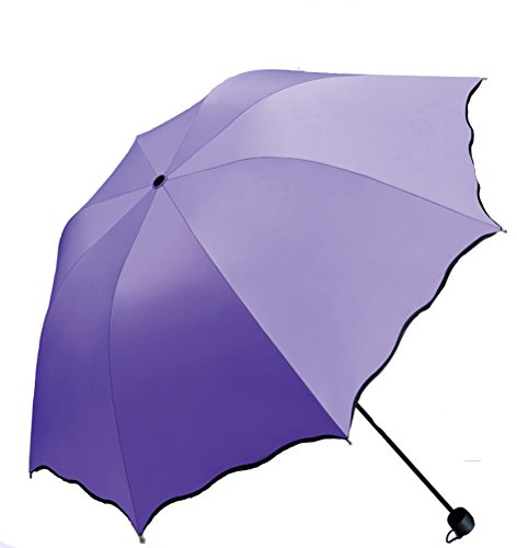 Maibar Paraguas Plegable Antiviento para mujeres Protección UV Mini Compacto paraguas plegables Parasol (Clavo púrpura)