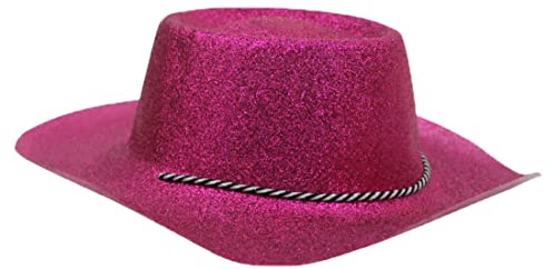 Cowboyhüte mit Glitzer, groß, Rosa, 6 Stück