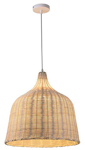 GaoHX Lampada a Sospensione in Vimini Fatto a Mano, E27 lampadario Stile Vintage Fai-da-Te in Vimini di Rattan di bambù Naturale lampadario Appeso Lampada da soffitto for Cucina e Salotto Lampadari
