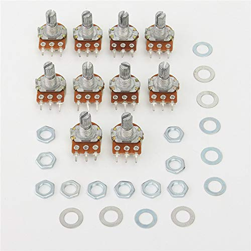 BouBou 50 st Wh148 B100K linjär potentiometer 15 mm skaft med muttrar och brickor varma