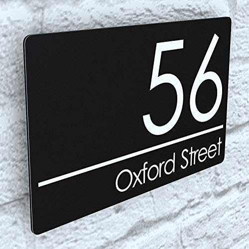 K Smart Sign | Exalted | EXA5-C-H1-27W-MB | Composite Aluminium Matt Black Floating House Sign Plaque Number | 200mm x 130mm…