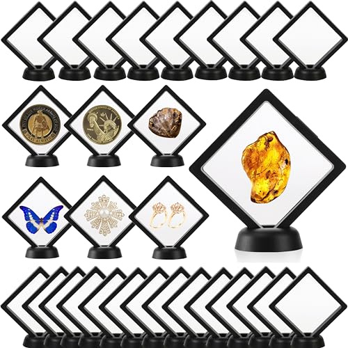 Dicunoy 30 PCS 3D Floating Display Case, 3.5 Black Coins Display Frame for Antique Challenge Coins, AA Medallion, Jewelry, Shells, Fossils, Gems, Minerals, Rocks, Pins
