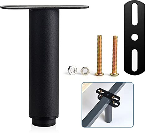 Bed Adjustable Legs, Metal Furniture Support Legs Foot Retractable Heavy Duty Bed Center Frame Slat Support Leg,Suitable for Cabinet Sofa Bed Frame Replacement Parts 1 Pcs（7inch -13inch） (Black)